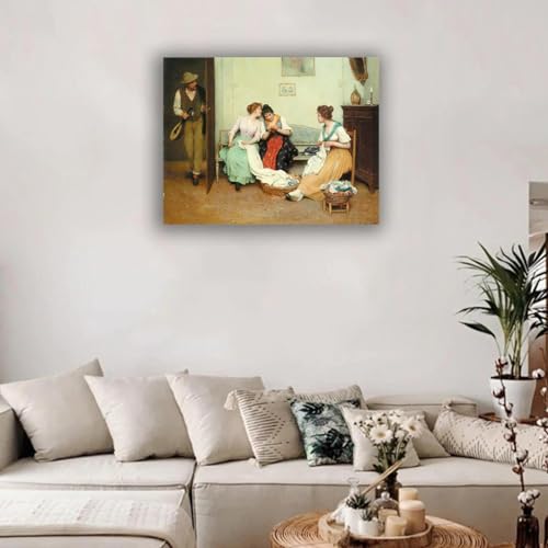 Tableau The Friendly Gossips impression toile déco murale rétro 40x50 - 2
