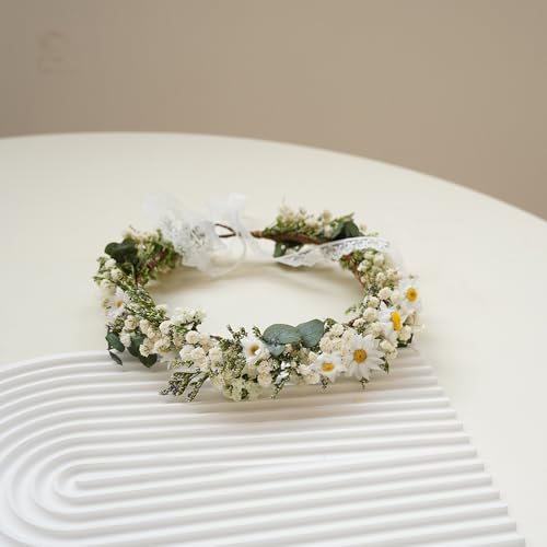 Corona de flores secas Boho para novia miniatura 2