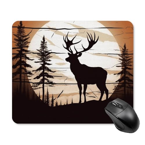 Tapis de souris ultra fin Wild Elk Silhouette en caoutchouc confortable