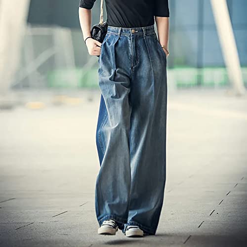 Baggy Jeans for Woman Leg Pants New Contrast Loose Floor Pants Denim Pants Streetwear Denim Pants3