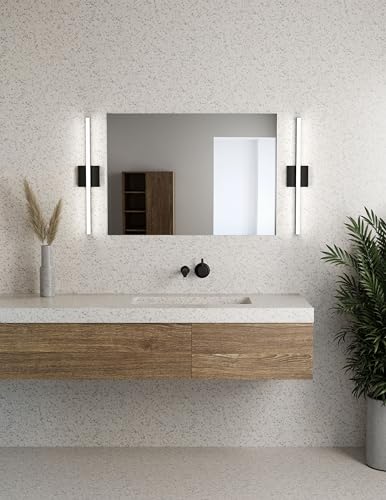 Image of Sonneman Modern Lighting 2769.25 Stix 1-Light LED Linear Vanity, Wall or Ceiling Lighting Fixture for Bathroom or Bedroom, Installs Horizontal or Vertical - 3000K - 18 inch - Satin Black