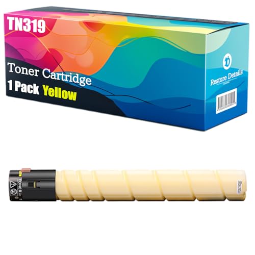 High Yield TN319 TN319K TN319C TN319M TN319Y Toner Cartridge Compatible for Konica Minolta Bizhub C220 C280 Printer, Unleash High-Definition Printing, Achieving 27000 Pages (Yellow)