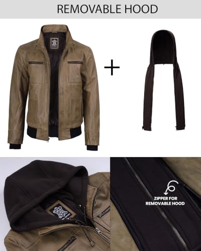 Image of Blingsoul Leather Jacket Men With Detachable Hooded - Real lambskin Leather Jackets For Mens
