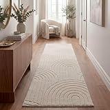 TT Home Alfombra Habitación Salon Pelo Largo Estilo Nordico Abstract Monocromo Lavable, Tamaño:80x150 cm