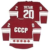 schalke trikot 1980 Liefert besten Service Herren #20 Vladislav Tretiak 1980 CCCP Russland Eishockey Trikots genäht, Herren, rot, Large