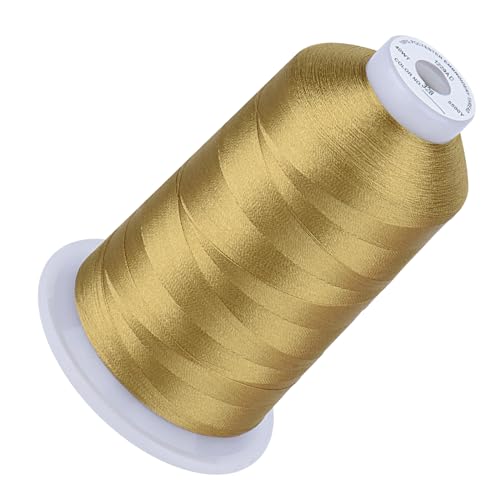 Image of Simthread Embroidery Machine Thread 5000M 40WT Polyester, Brass 328 | 5000M 40WT polyester thread feeds smoothly for home or commercial embroidery projects.