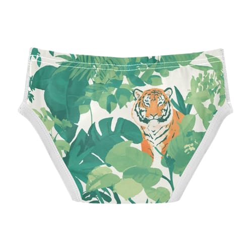 KLL Green Plants Orange Tiger Pattern Baby Boys Comfort Boxer Briefs Cute Children Panties2