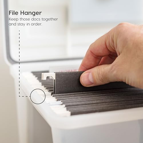 Image of IRIS USA WeatherPro Portable File Box Organizer, 19 Qt. 4-Pack, Clear | Store and transport letter size files, documents and records with weather resistant protection and secure latching