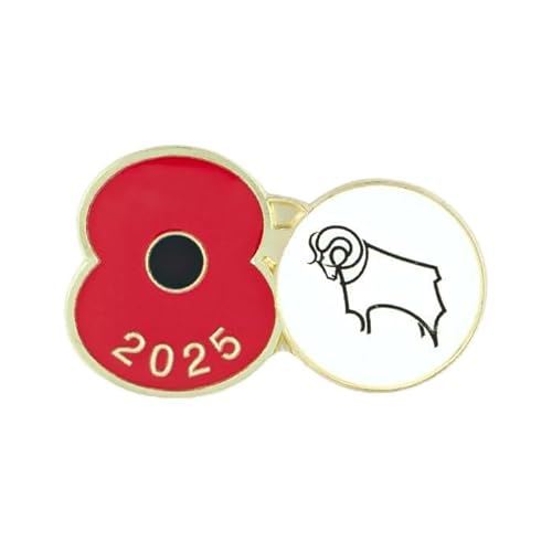 Official Royal British Legion Derby County Poppy Football Pin 2025