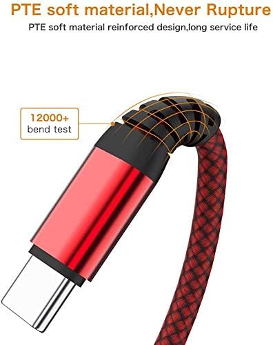 USB Type C Cable 6.6FT, 3Pack USB C Charger Cable Nylon Braided Fast Charging Sync Cord Compatible Samsung Galaxy Note 9 8 S10 S9 S8 Plus,V20 G5 G6, Google Pixel 2 XL,Nexus 5X/6P,OnePlus
