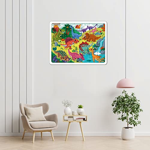 Image of Mini Leaves 48 Piece Wooden Puzzle for Kids & Adults - Dinosaurs Jigsaw - Fun & Challenging Floor Game - Gift With Box - Safe & Durable Educational Toys