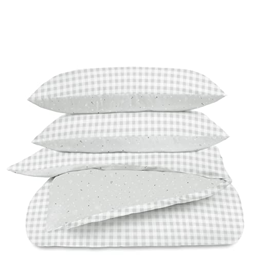 Makemake Organics Organic Duvet Cover Twin Gots Certified Organic Cotton Duvet Set With 2 Standard Pillowcases (20"X30") Dreamy Soft Reversible Breathable Kids Children (68" X 88", Milkyway + Gingham) #TOP15
