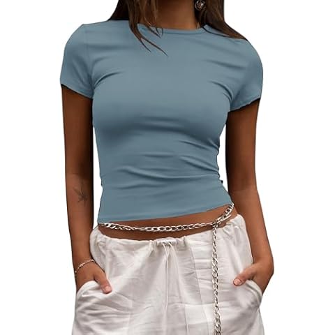 EFFAN Women's Fitted Crop Workout Top Cover