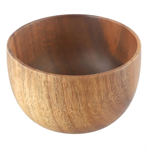 Cuenco de madera para servir ensaladas hecho de madera natural con textura suave, adecuado para uso en cocina, sostener frutas, arroz, sopa y más (10 cm x 6 cm)