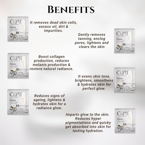 Image of Caryl Age Miracle & Detan Facial Kit Combo For Improves Skin Texture, Purifies & Firms | Removes Tan,Dark Spot,Dead Skin Cells,Excess oil|For All Skin Types| 30g (Pack of 2 + 10 Free Facial Wipes)
