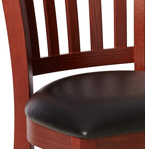 Image of Flash Furniture 4 Pack HERCULES Series Vertical Slat Back Walnut Wood Restaurant Chair - Black Vinyl Seat | Vertical Slat Back, Wood FrameVinyl Upholstery, Durable Construction, Commercial Use