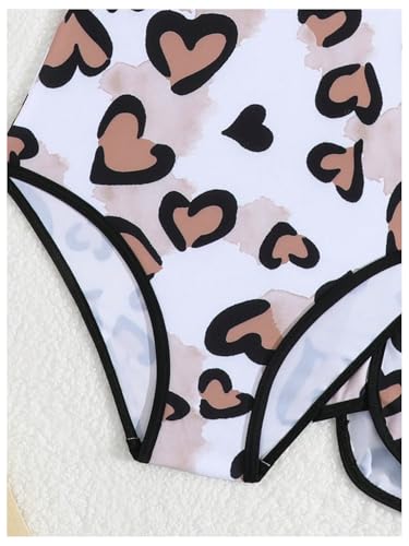 GORGLITTER Girl's Cute Heart Print One Piece Swimsuit with Cover Up Shorts Bathing Suit3