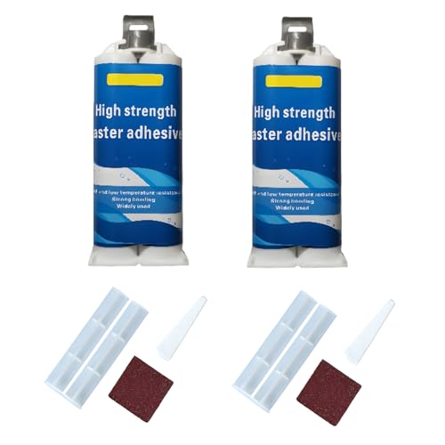 2 PCS Metal Glue, Strong Glue for Repairing Surface Cracks and Fractures, Includes 2 Tubes of 100ml, 2 Scrapers, 2 Push Rods, 2 Sandpapers, Ideal for Metal, Wood, Ceramic
