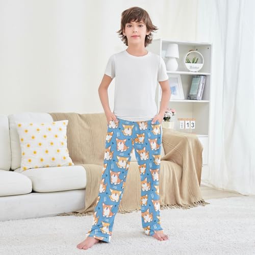 Boys' Pants Cute Cartoon Corgi Dog Long Bottoms Jogger Pants Elastic Waist Trousers with Pockets S-XL3