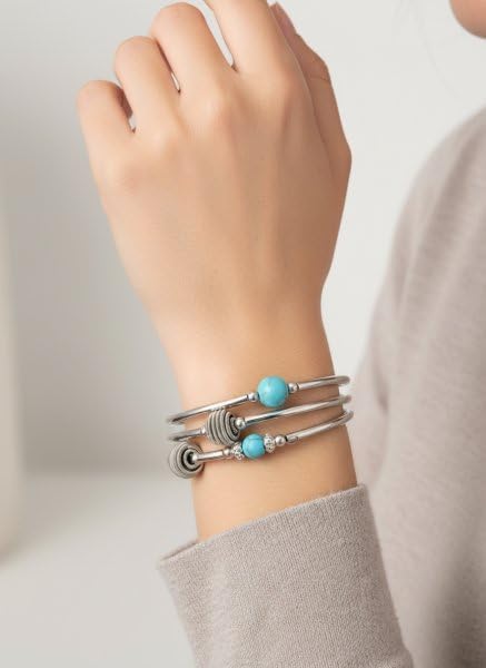 Ya Ming Turquoise Bracelet for Women – Turquoise Jewelry, Western Adjustable Cuff, Daily Wear Bracelet - Image 5