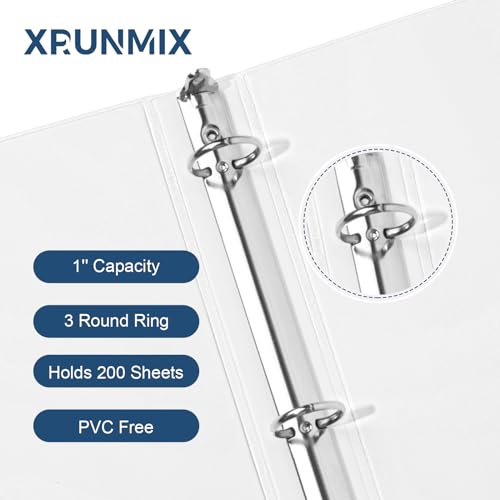 1-Inch 3-Ring-Binder with Pockets, 1'' Basic Binders 1-inch View Round Binders Holds 200 Sheets US Letter Size 8.5'' x 11'' - Bundle Packs Perfect for Home, Office, and School (1-inch) - Image 4