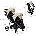 Double Tandem Stroller for Newborn & Toddler – Foldable Twin Pushchair with Reversible Seat, 5-Point Safety Harness, Adjustable Backrest & Canopy, Storage Basket
