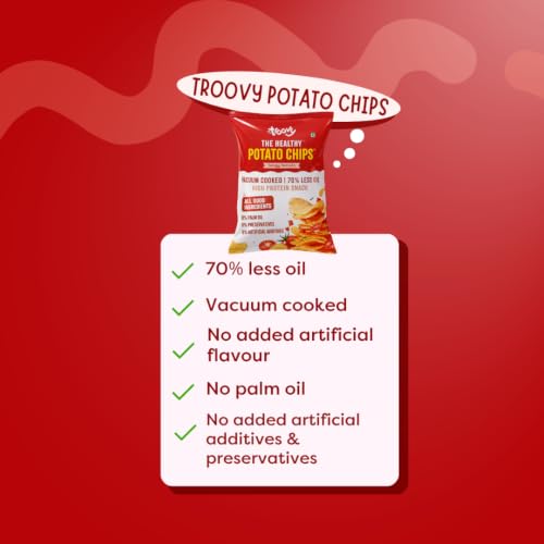 Image of Troovy Healthy Potato Chips | Vacuum Cooked Snacks | 70% Less Oil | No Palm Oil, No Added Preservatives | Made with Real Ingredients (Tangy Tomato)