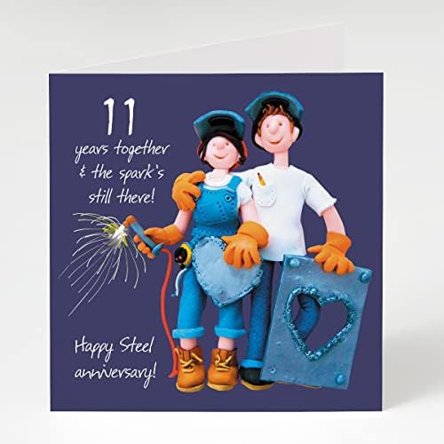 Holy Mackerel 11th (steel) wedding anniversary card designed by Erica Sturla. Card is 15cm square and blank inside for your own message