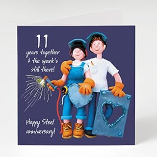 Holy Mackerel 11th (steel) wedding anniversary card designed by Erica Sturla. Card is 15cm square and blank inside for your own message