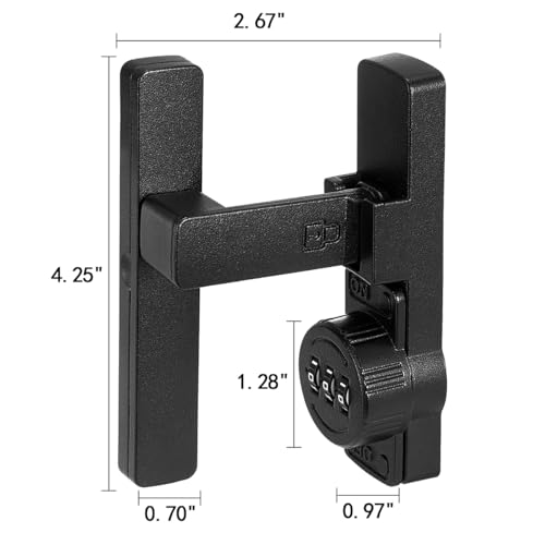 Image of INIRET 2 Packs Matte Black 90 Degree Barn Door Lock,Mechanical Password Lock,3 Digit Password Keyless,Flip Latch with Combination,Protect Privacy,for Barn Door,Cabinets,Windows,Garden,Bathroom