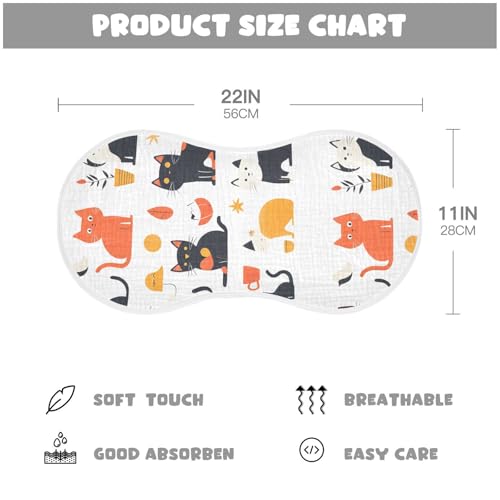 2 Pack Baby Burp Cloths, Soft Absorbent Burping Cloths for Babies, Cotton Milk Spit Up Rags, Large Size for Newborns, Baby Boys and Girls (Cartoon Cat Set)4