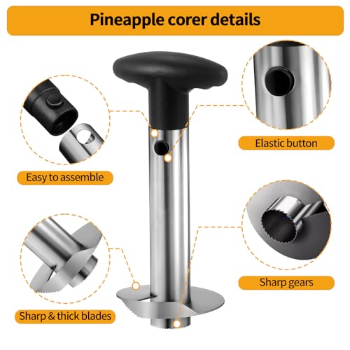 Pineapple Corer and Slicer, Stainless Steel Apple Pineapple cutter and corer Set, with Pineapple Slicer, Apple Corer and Fruit Cutter, Pineapple Apple corer tool kitchen