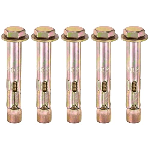 Image of M METERXITY 5-Pack Hex Expansion Bolt, M16x120mm Colored Galvanized Iron-Carbon Steel External Hex Expansion Bolts, Anti-Corrosion Metal Bolt for Concrete /Dry Brick /Block Walls