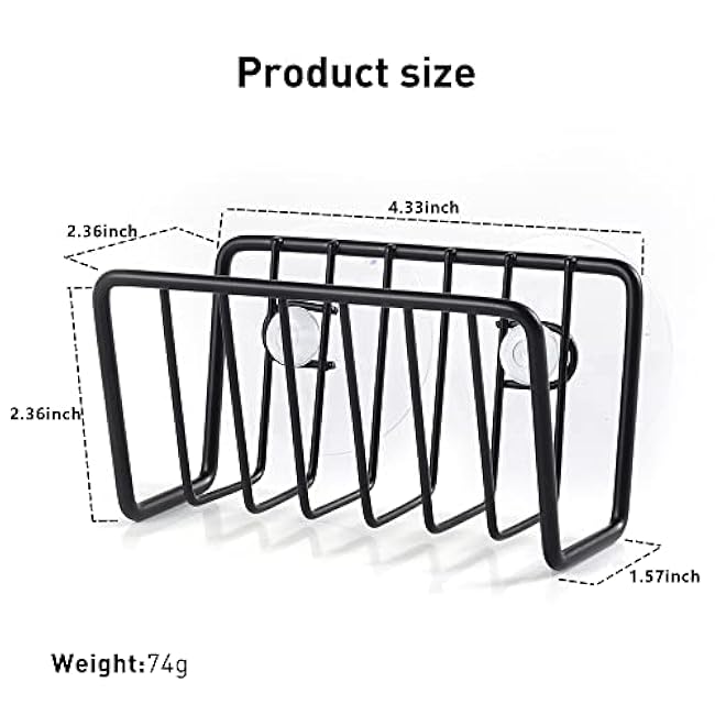Sponge Holder for Kitchen Sink;Suction Cup Sponge Rack Kitchen Sink;Quick Drying Open Wire Basket Design with Strong Suction Cups;Soap Holder for Shower Wall No Drilling£¨Black£©