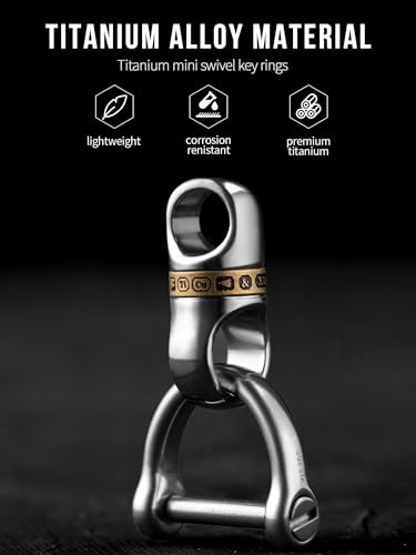 Image of FEGVE Titanium 360 Swivel Key Ring with 1 /2″ D Ring Keychain for Car Key | Very Mini Key Link Connector, Titanium ultra-light, Rust-proof, Anti-deform, Tangle-free Swivel