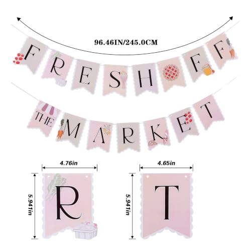 yuboo Fresh Off the Market Banner, Farmers Market Cardstock Hanging Banner, Rustic Party Decor Supplies for Bridal Shower, Bachelorette Party, Engagement Celebration, Spring Summer Cake Smash Photo Props — view 2