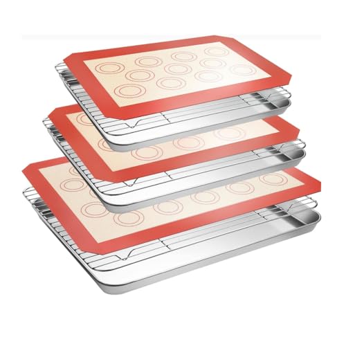 El Mejor Listado de Rejillas para horno los 10 mejores. 49 U Chef Bandeja de Acero Inoxidable para Hornear con Juego de Alfombrillas de Silicona y Bandeja de Galletas con Estante de Refrigeración, Set de 9 (3 bandejas + 3 rejillas + 3...