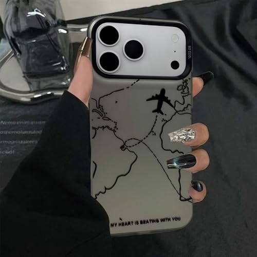 NMCURK Airline Route Phone Case for iPhone 13/iPhone 14,Air Travel Pattern Case for Men and Women,Black Hard Shockproof Protective Phone Cover for iPhone 13/iPhone 14