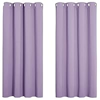 PONY DANCE Bedroom Room Darkening Curtains- Short Eyelet Thermal Blackout Curtains for Home Decor Light Blocked Living Room Panels for Boys Bedroom, 2 Panels, W 46 inch x L 54 inch, Taro Purple
