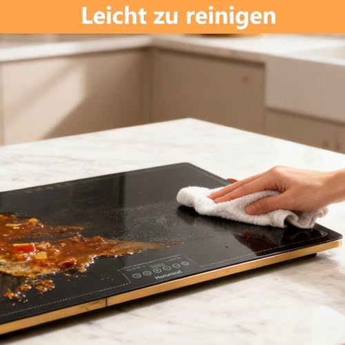 Heromind Warmhalteplatte 60x40 cm, 300W Elektrische Wärmeplatte mit Touchscreen, Temperatur einstellbar, Sicherheitsglas, für Küche & Buffet, Gastronomie geeignet
