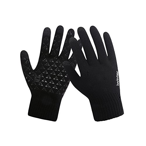 Winter Touch Screen Thermal Knit Gloves Men Women For Smart Phone(Black)