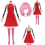 ADSUJUD Amy Rose Cosplay Dress Amy Rose Outfit Uniform for Women Full Set (RED+WIG, M)