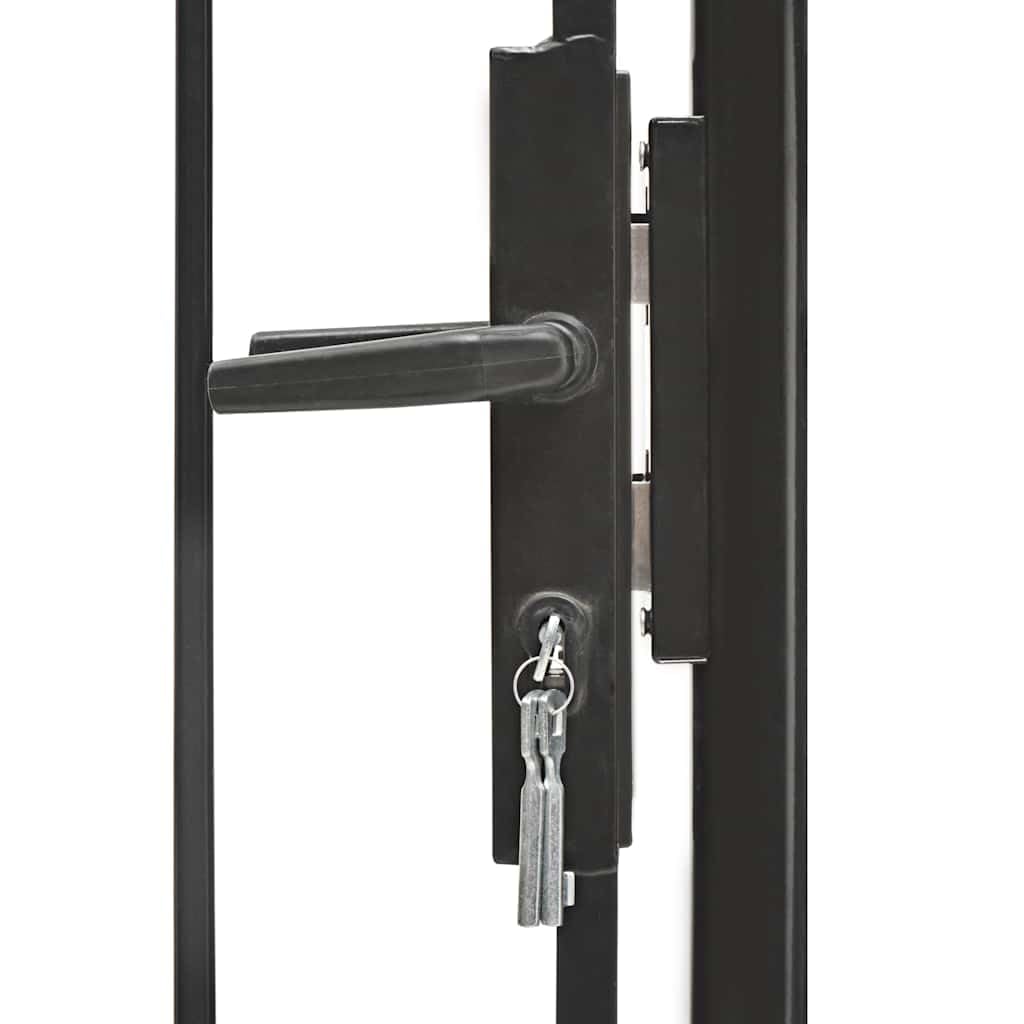 vidaXL Puerta de jardín Woerden Acero Vallas Entradas Cercado Patio Terraza Práctica Elegante Funcional Segura con Cerradura 1x1m Negra