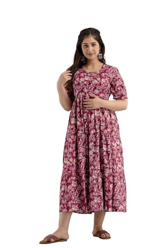 Image of New Elite Rayon Anarkali Maternity Feeding Kurti with Both Side Zipper