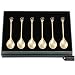 Matashi 24K Gold Plated Crystal Topped Dessert Spoon for Dinner Party Great for Testing Sampling Appetizers Corporate Gifts Christmas Mother's Day Birthday Housewarming Present Dining Decor(Set of 6)