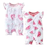 RELABTABY 2-Pack Baby Girls Romper Newborn Watermelon Print Ruffles Sleeve Onesie Infant Summer Clothes