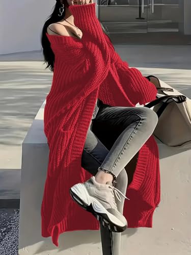Image of Womens Long Cardigan Sweaters Open Front Oversized Duster with Pocket for Women 2025 Fall Winter Knit Design Coats