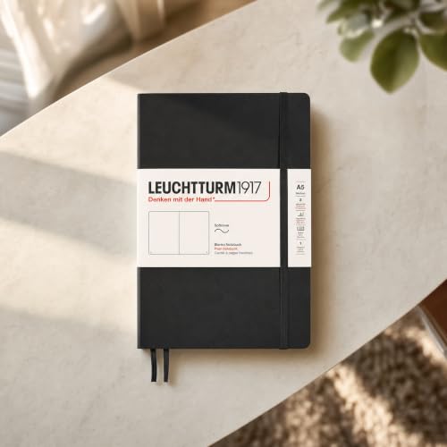Black LEUCHTTURM1917 A5 ruled notebook for writing a routine restart note.