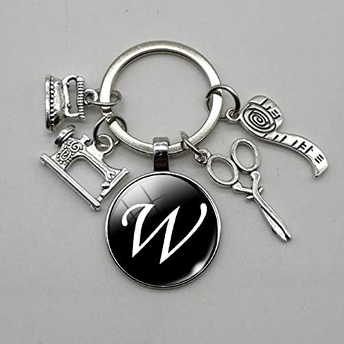 Keyring Keychain A-Z Keychain Alloy Sewing Scissors Keychain Gift Lady Girl Bag Jewelry Keychain Charm Keychain Jewelry Keychain Keyrings Keychains Key Chains Key Rings (Color : 1 W)