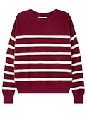 Springfield Striped Sweater with Mini Embroidery Sudadera con Punta, Wine, M para Mujer